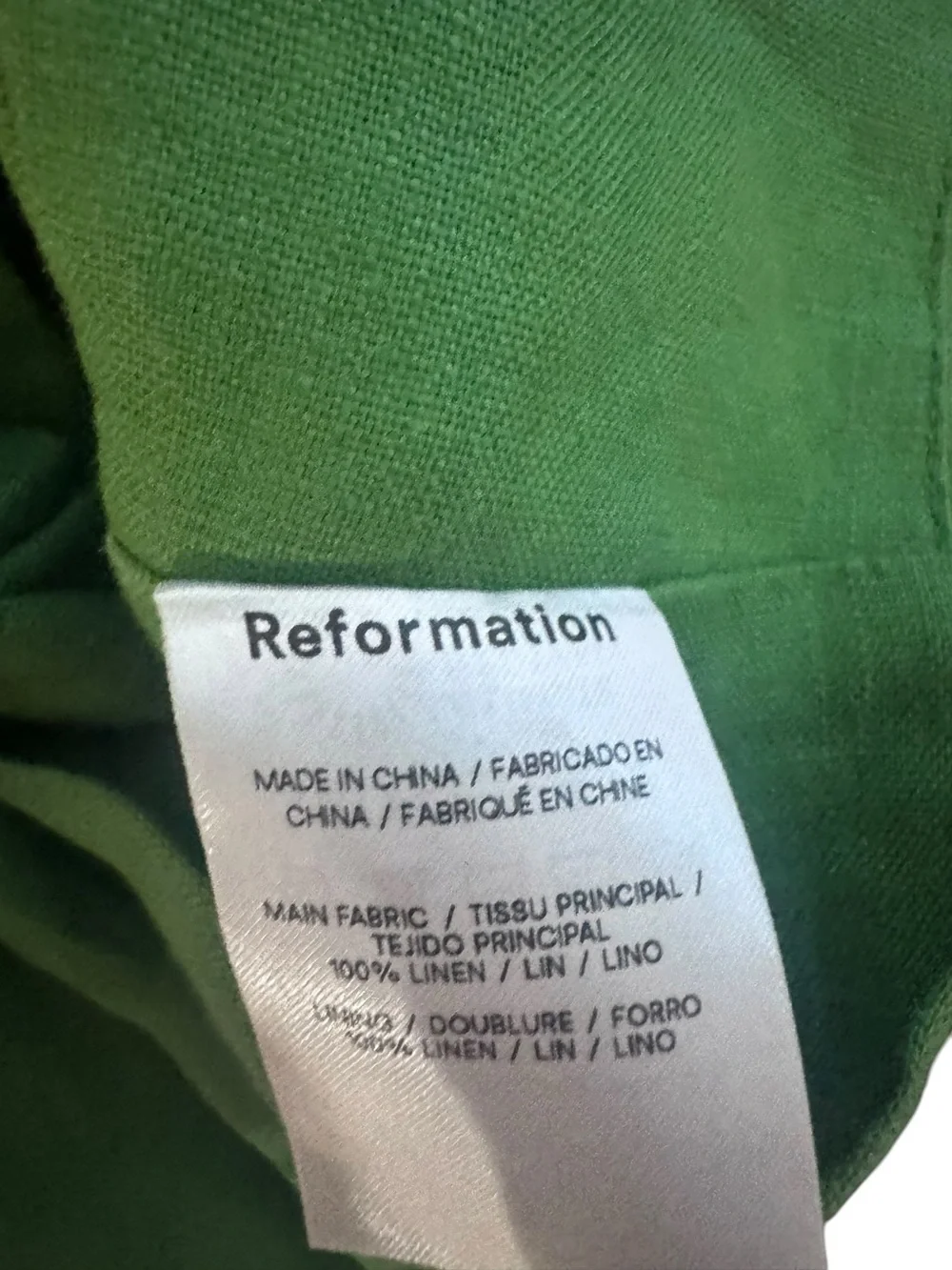 Reformation Kelly Green Linen Tulin Top & Skirt Set, Size 8 Top / Size 4 Skirt
